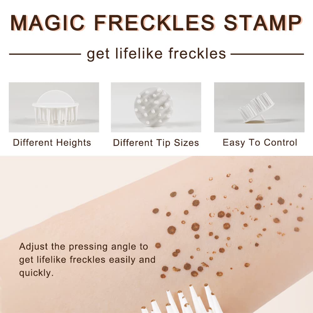 Erinde Upgrade Liquid Freckle Pen, Fake Freckles Stamp Air Cushion, Long Lasting Waterproof Quick Dry Lifelike Magic Freckles Stamp Marker for Natural Sunkissed Makeup, 01 Saddle Brown