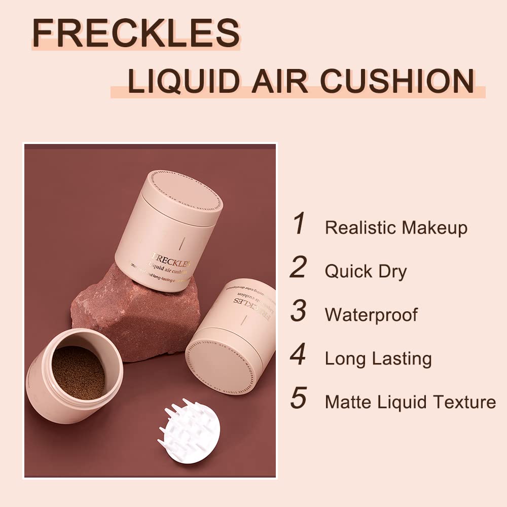 Erinde Upgrade Liquid Freckle Pen, Fake Freckles Stamp Air Cushion, Long Lasting Waterproof Quick Dry Lifelike Magic Freckles Stamp Marker for Natural Sunkissed Makeup, 01 Saddle Brown