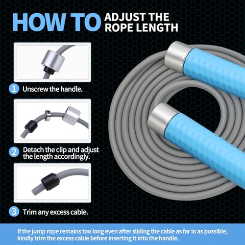 Weighted Jump Rope for Men,Women and kids(1LB), Jump Ropes for Fitness, Speed Skipping Rope, Gym,Indoor/Outdoor - Fitness, Workout, Boxing,crossfit (Black)