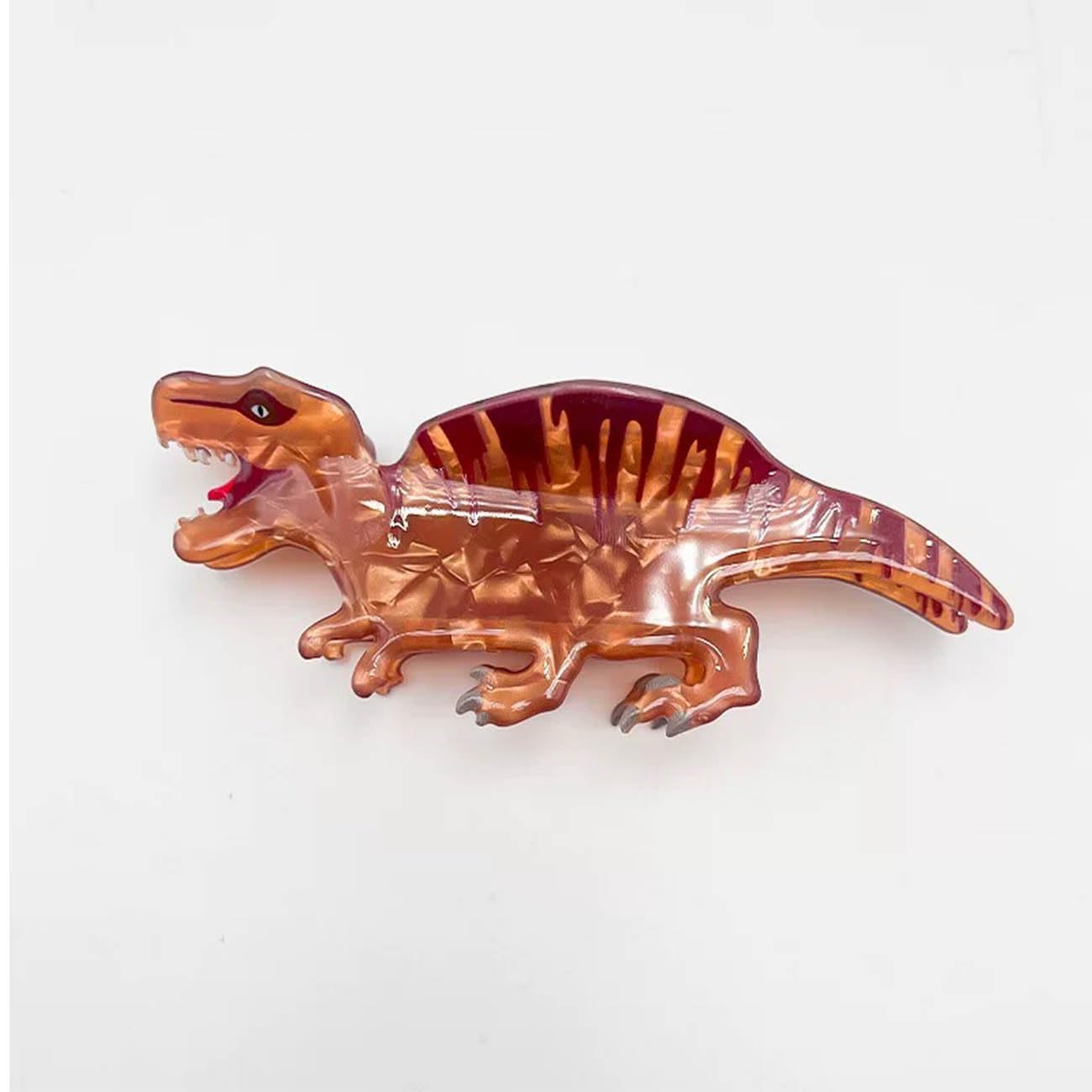 QGMZTNL Dinosaur Hair Clips - Animal Hair Decorations - Fun and Cute for Girls and Women - Medium Size - Suitable for Thin or Thick Hair (Brown dinosaur)