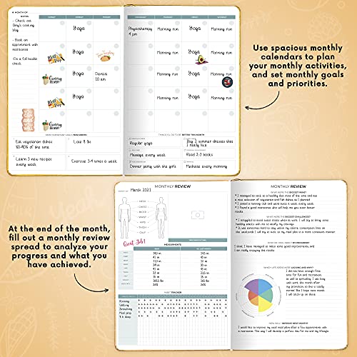 Clever Fox Food Journal Pro – Diet & Wellness Planner for Women & Men – Weight Loss Diary with Calorie Tracker – Food Log for Tracking Meals, Exercise & Weightloss - Undated, 7" x 10" Amber Yellow