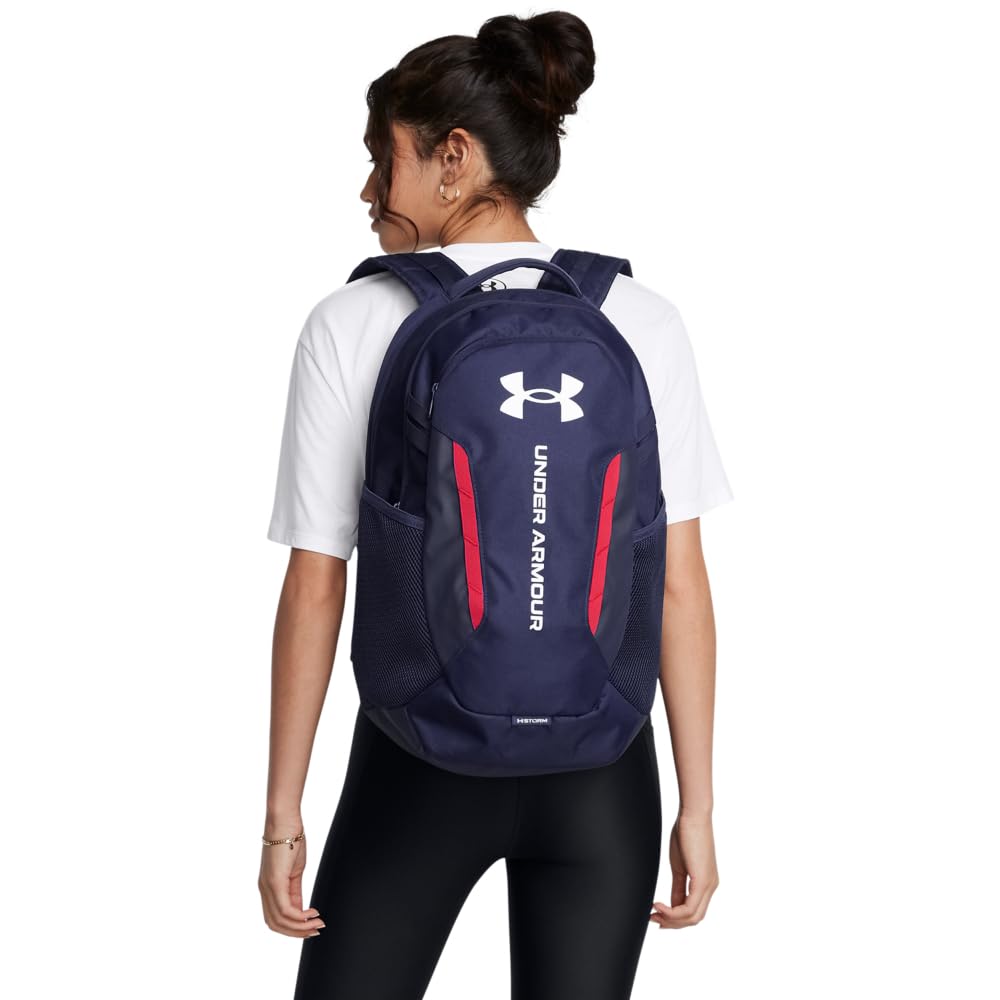 Under Armour Unisex-Adult Hustle 6.0 Backpack, (412) Midnight Navy/Midnight Navy/White, One Size Fits Most