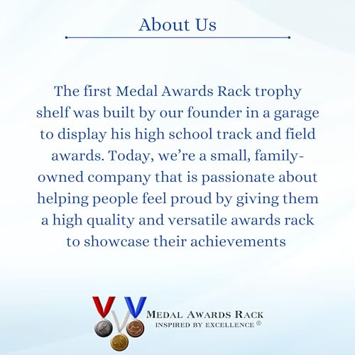 2ft- Medal Awards Rack- Premier Medal Hanger Display and Trophy Shelf - Multi-Purpose Trophy and Medal Holder for Medal Display, Plaques, Pictures, Trophies and More Solid Wood