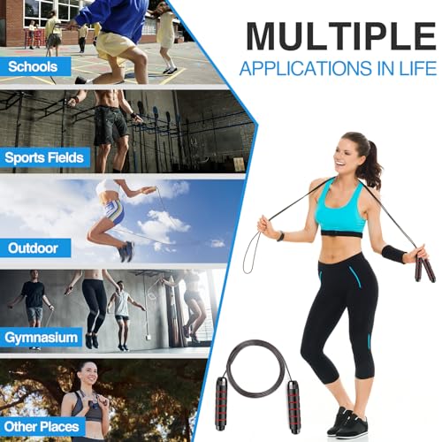 VOISEN Jump Rope,10 Pack Adjustable Skipping Rope with Soft Foam Handles, Tangle-Free Rapid Speed Jumping Rope with Ball Bearings for Women, Men, and Kids Aerobic Exercise