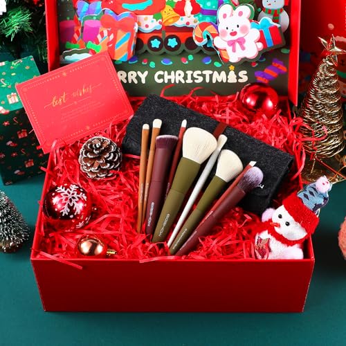 Makeup Brushes, EIGSHOW 5 Colors Essential Kabuki Makeup Brush Set with Ultra-soft Synthetic Fibers for Powder Blush Concealers Contouring Highlighting Makeup Brush Gift Set for Women(Warm Colors)