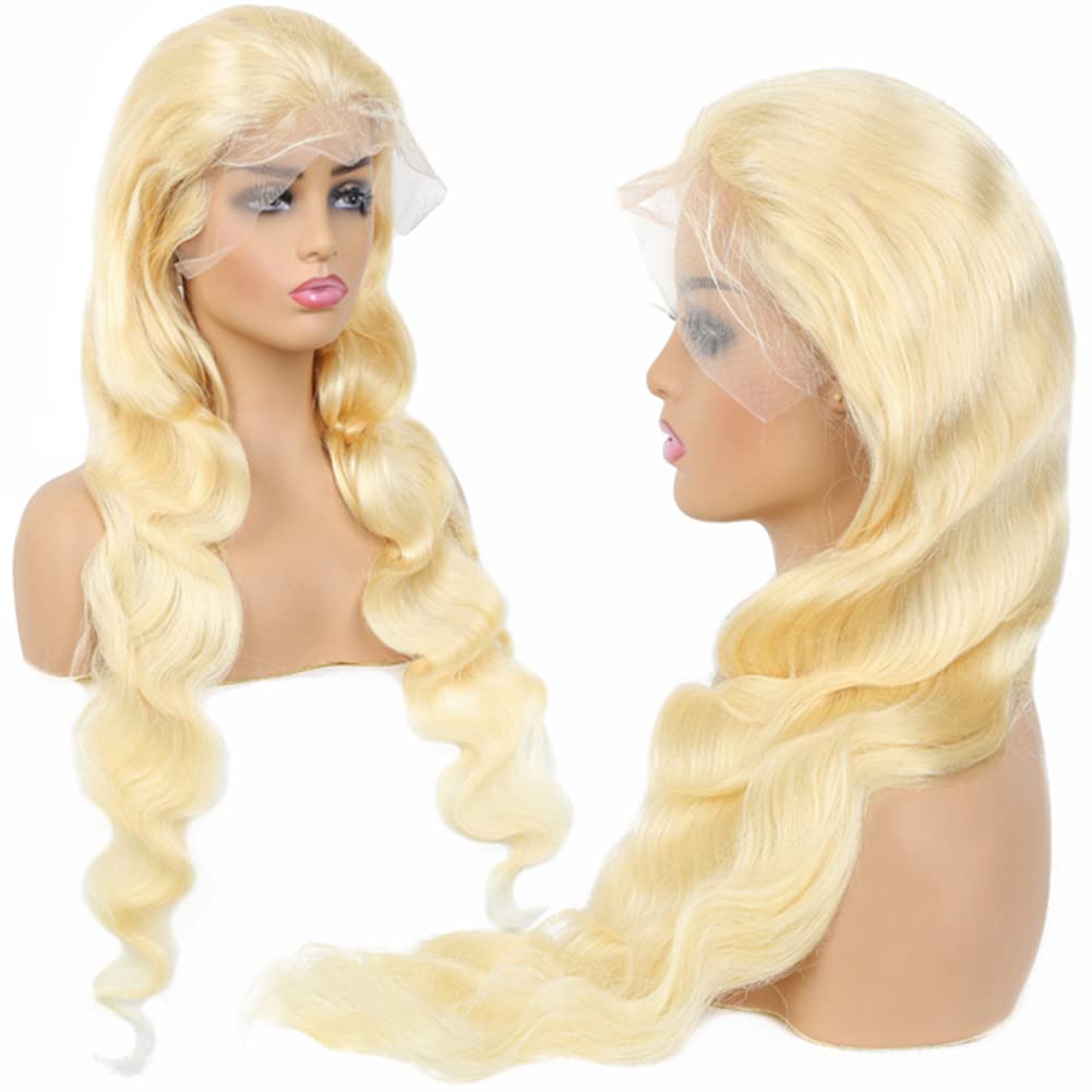 613 Lace Front Wig Human Hair Body Wave 22 Inch Free Part 613 HD Lace Frontal Wig Pre Plucked with Baby Hair Blonde 13x4 Lace Front Wigs Human Hair Wig for Women 10A Brazilian Virgin Hair 150% Density