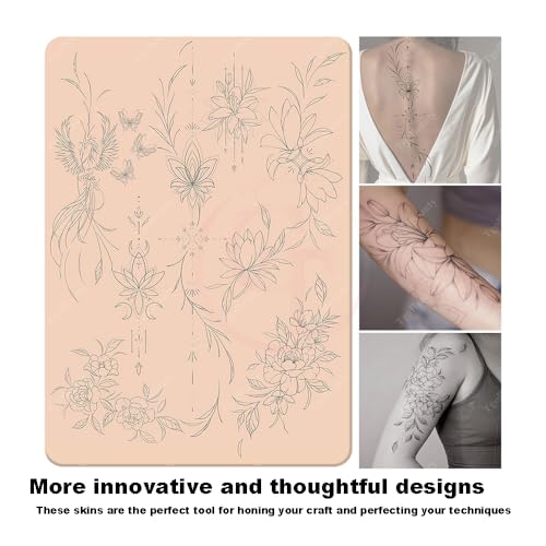 1pc Premium Silicone Tattoo Training Pad Double Side Pre-Printed Pink Tiny Tattoo Practice Skin for Body Art Tattoo Training (1pc)