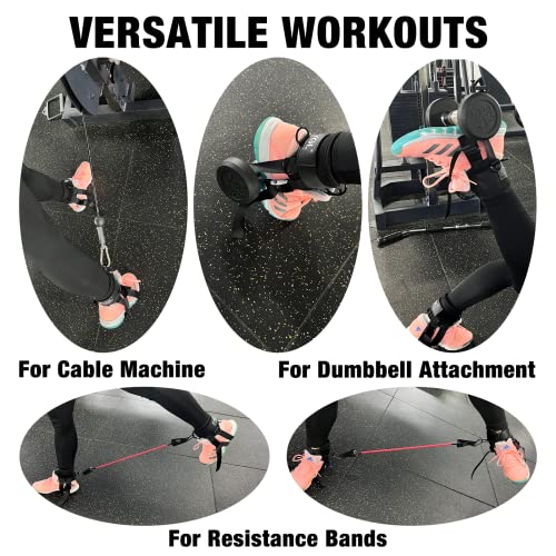 FYGL Dumbbell-Foot-Attachment, Ankle-Strap-for-Cable-Machine, Kickbacks Leg Curl Leg Extensions Glutes Workout at home for Men and Women, Black, Pair
