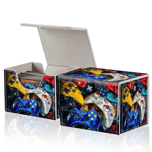 ACWDMKH for MTG Commander Deck Box,Card Deck Box for Trading Card Yugioh MTG Cards,Fits 100 Double Sleeved Cards,PU Leather Magnet TCG MTG Deck Case for Magic Commander Deck Box,Purple Snake Flower