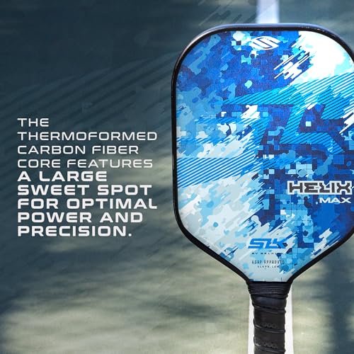 2024 SLK Helix Pro Pickleball Paddle | Carbon Fiber & Fiberglass Hybrid Face | Thermoformed Carbon Fiber Core | Unmatched Control | Camo Glitch