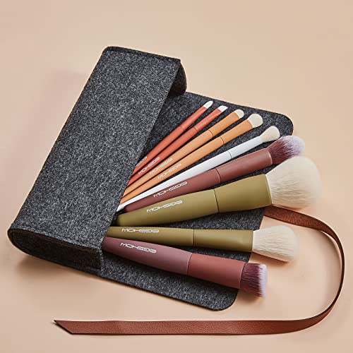 Makeup Brushes, EIGSHOW 5 Colors Essential Kabuki Makeup Brush Set with Ultra-soft Synthetic Fibers for Powder Blush Concealers Contouring Highlighting Makeup Brush Gift Set for Women(Warm Colors)