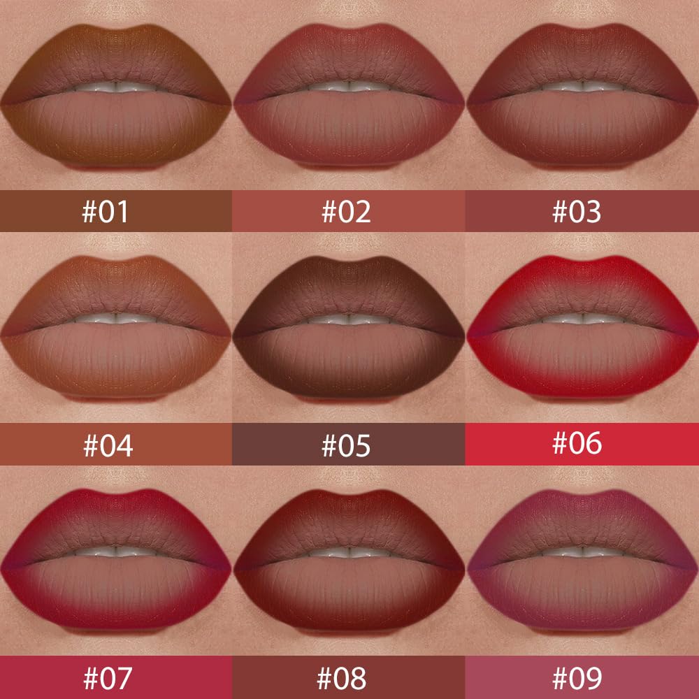 2-in-1 Gradient Lip Liner and Lipstick Lip Combo Set, Matte Lipstick Crayon Lip Liner pencil, High Pigmented Long Lasting Waterproof Smudge Proof Lip Liner (03#Reddish Brown, 1 Count (Pack of 1))