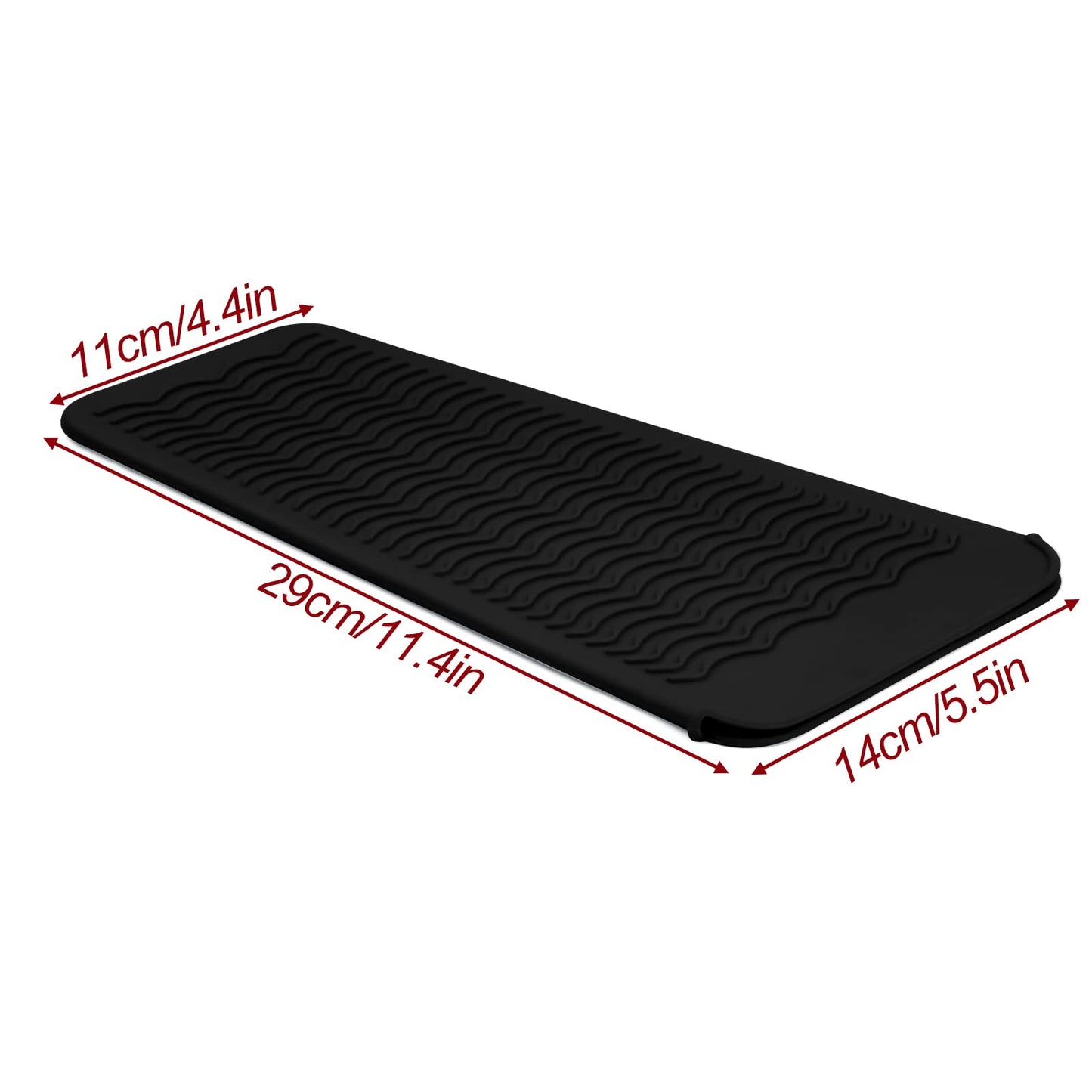 2PCS Silicone Heat Resistant Mat Pouch for Hair Straightener, Curling Iron, Flat Iron and Hot Hair Tools Black