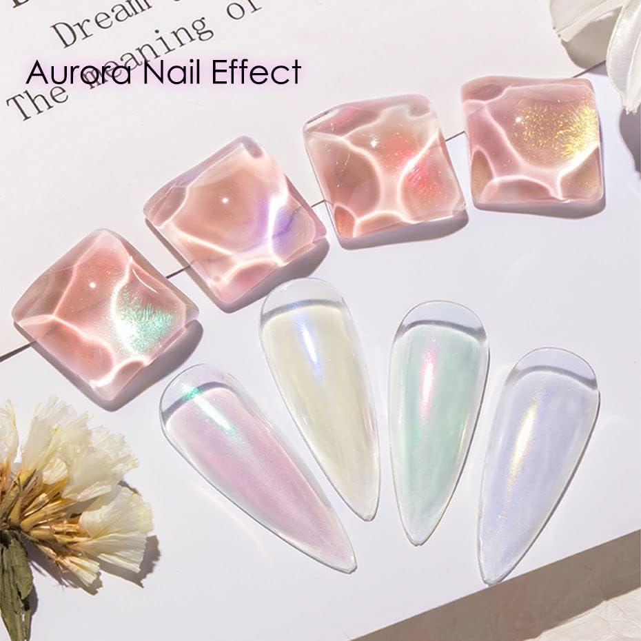 6 Colors Mirror Laser Aurora Chrome Powder for Nails,Nail Glitter Nail Powder, Chameleon Powder Chrome Iridescent Pigment Nail Art Glitters(6 grids)