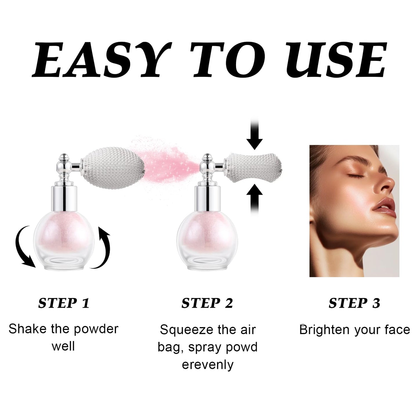 Hair and Body Glitter Spray, Holographic Glitter Highlighter Powder, Face Body Clothes Shiny Glitter, Loose Shimmer Hairspray Festival Rave Prom Accessories (Nude Pink)