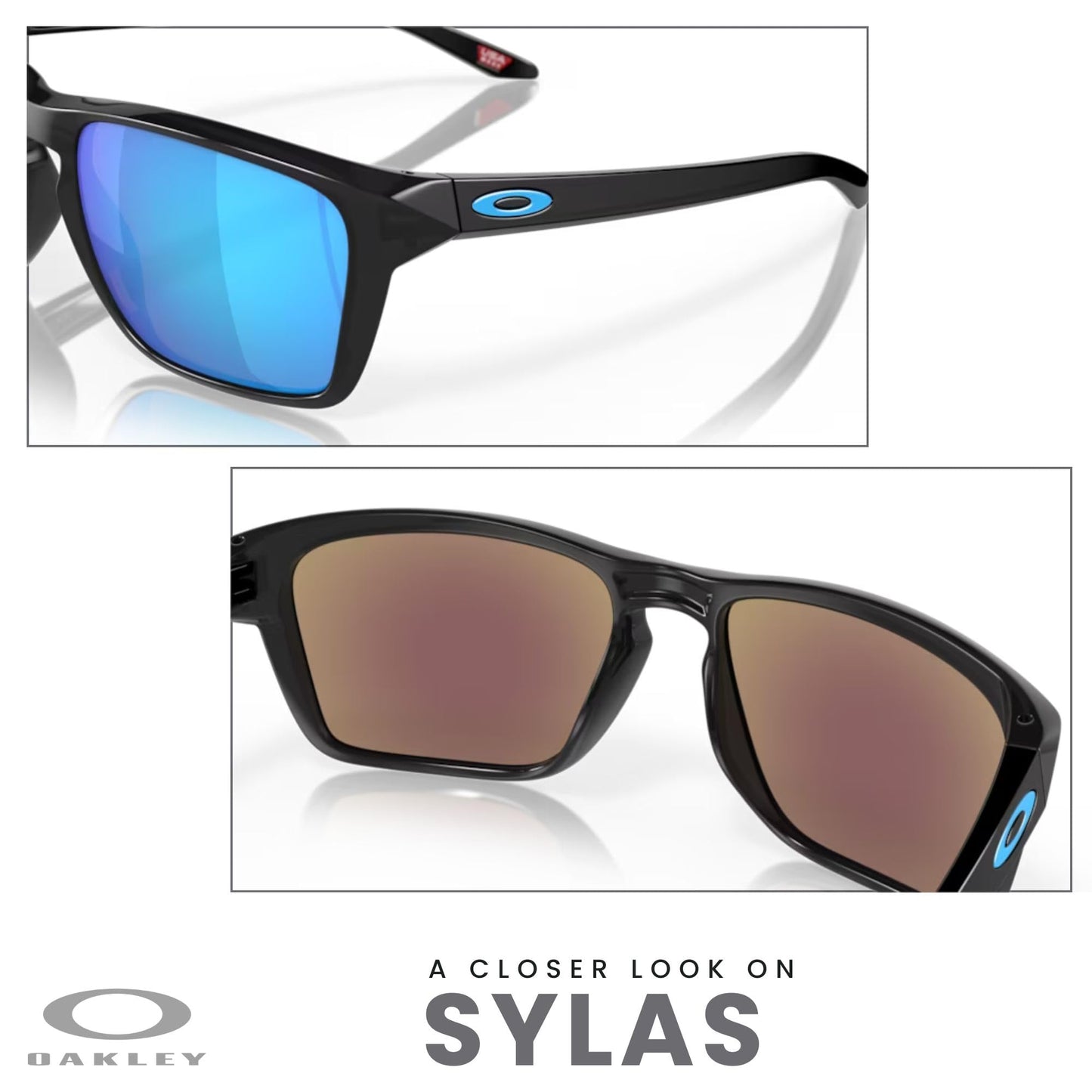 Oakley Sylas OO9448 944824 57MM Black Ink/Sapphire Iridium Rectangular Sunglasses for Men + BUNDLE Accessory Leash + BUNDLE with Designer iWear Eyewear Kit