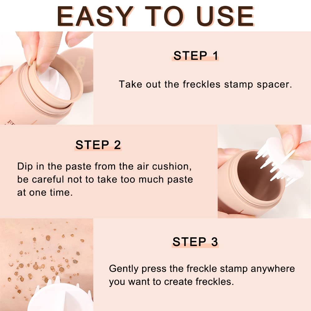 Erinde Upgrade Liquid Freckle Pen, Fake Freckles Stamp Air Cushion, Long Lasting Waterproof Quick Dry Lifelike Magic Freckles Stamp Marker for Natural Sunkissed Makeup, 01 Saddle Brown