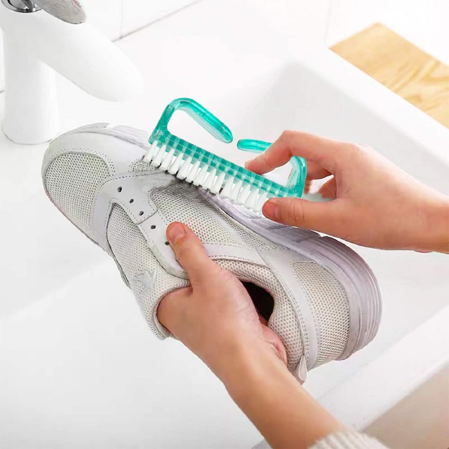 6 Pack Handle Grip Nail Cleaning Brush, Qeedy Fingernail Brush Cleaner Scrub Brush Kit for Toes Shower and Women & Men & Kids (Color B)