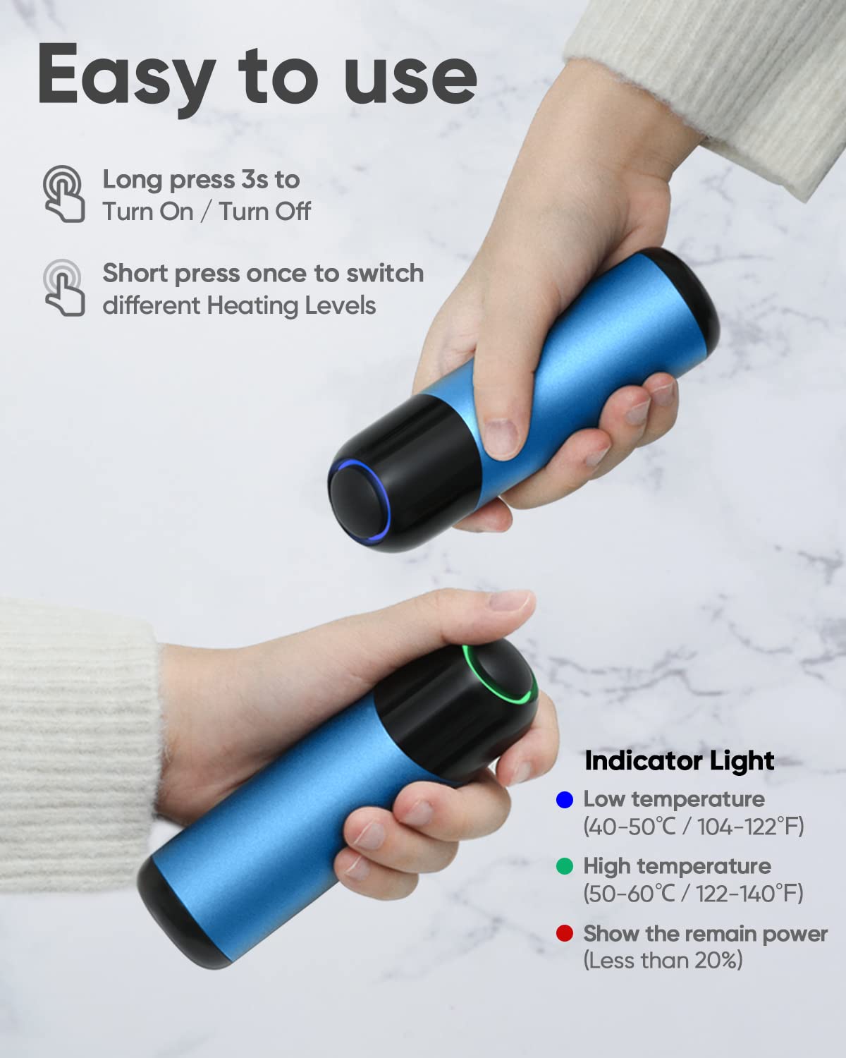 2-Pack Hand Warmers Rechargeable, 8000mAh Electric Portable Pocket Heater, 360° Heating Electric Hand Warmers, Portable USB-C Hand Warmers Power Bank for Outdoors, Camping, Golf, Raynauds, Gifts