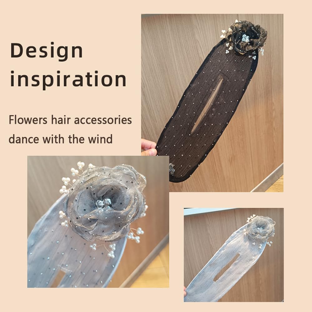Hair Bun Maker, Ball Hair Clip, Hand-Embroidered Flower Bun Roller Twister, Lazy Hair Curler for Long Hair - Accessories for Women
