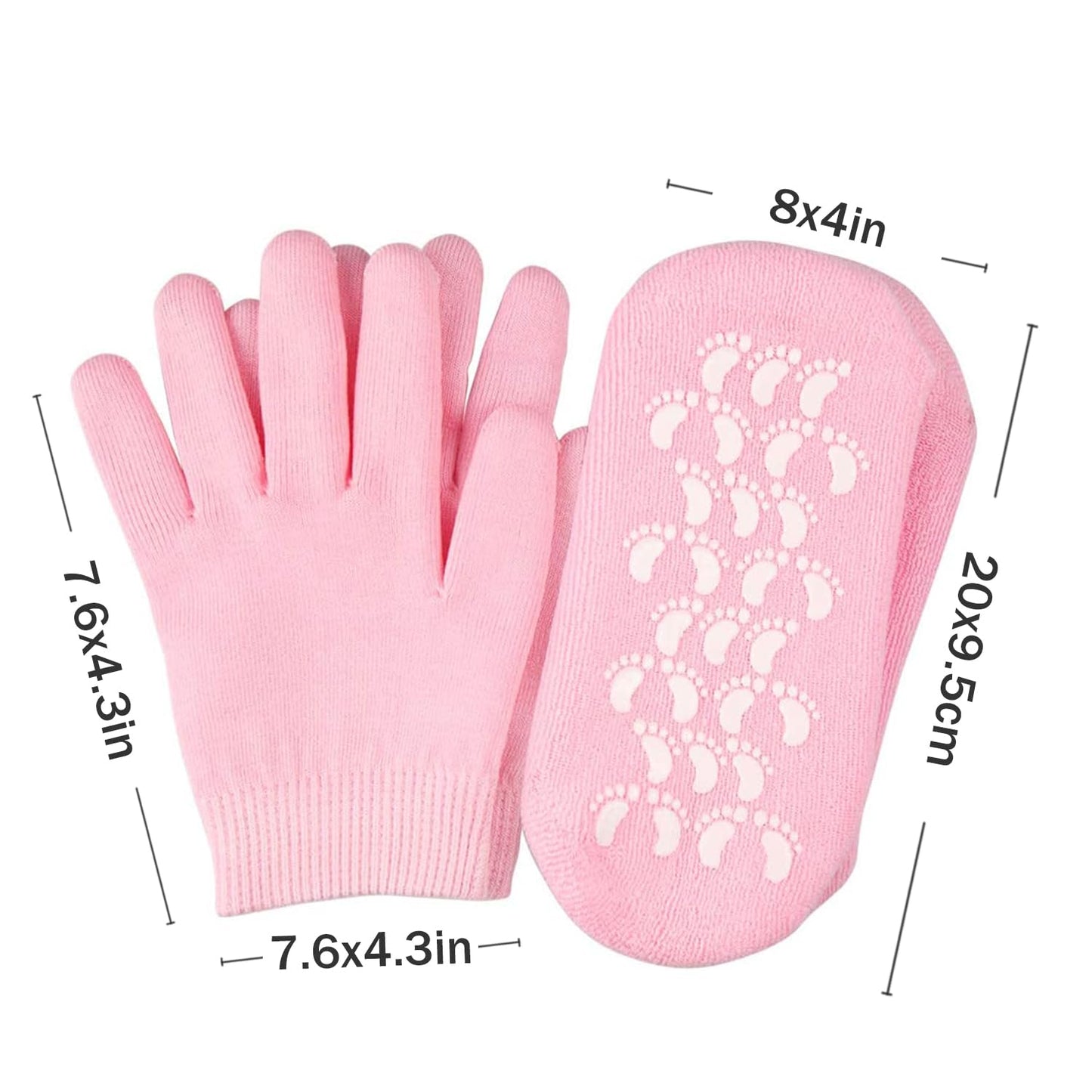 4 PCS Moisturizing Gloves and Socks, Gel Spa Moisturizing Therapy Sock & Glove, Soften Repairing Dry Cracked, Hands Feet Skin Care, Effective in Repair Dry and Chapped Hands and Feet Skin Care(Small)
