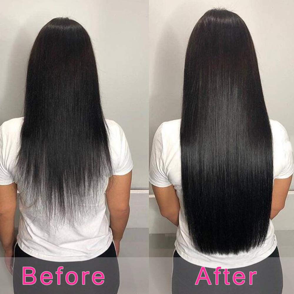 Straight Human Hair Clip in Hair Extensions for Black Women 100% Unprocessed Full Head Brazilian Virgin Hair Natural Black Color,8/Pcs with 18Clips,120 Gram (18inch, Straight hair)