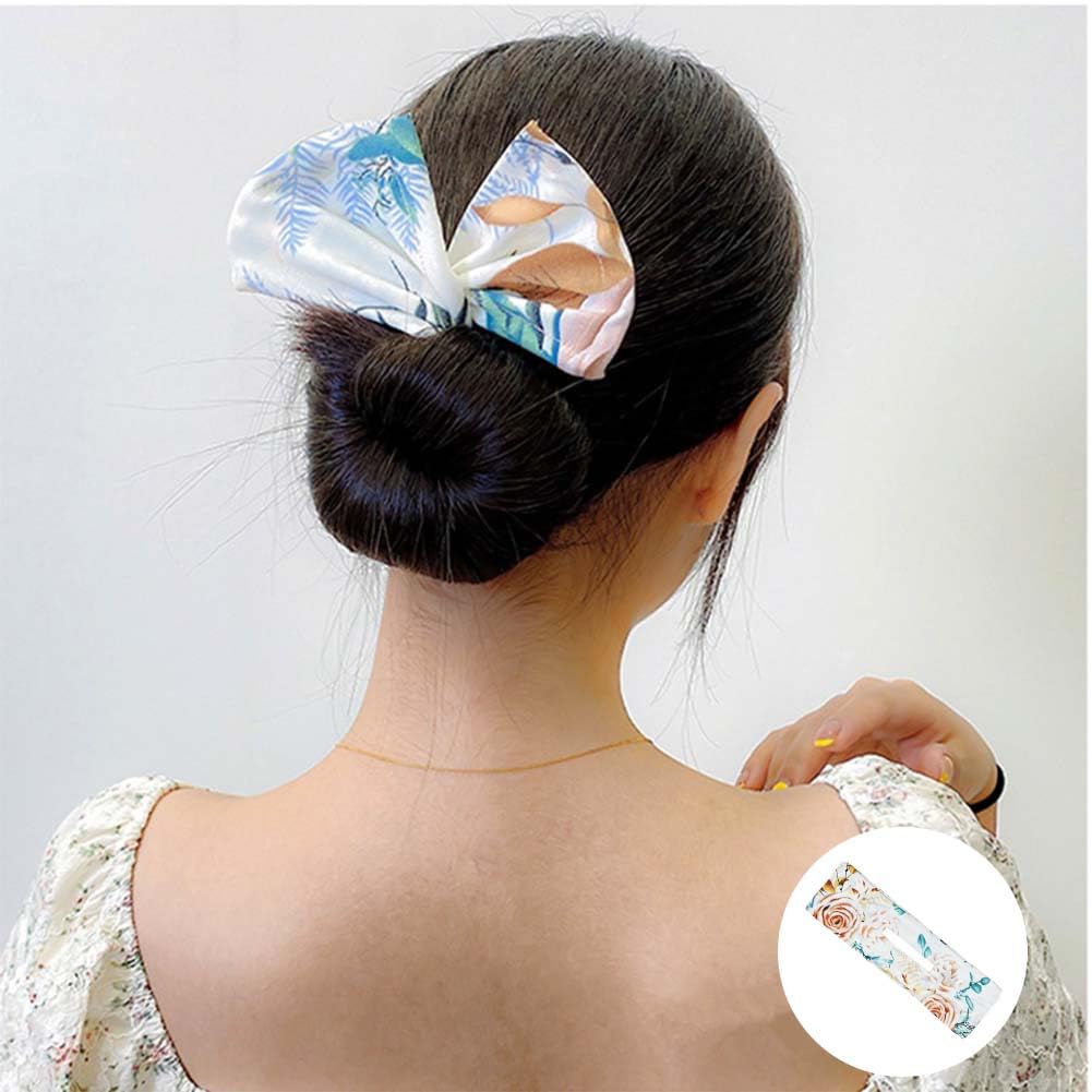 6 PACK Flexible Hair Bun Makers for French Twist & Twister Hairstyles - Lazy Curler Clips Hair Styling Accessories for Women (Flower-Printed)