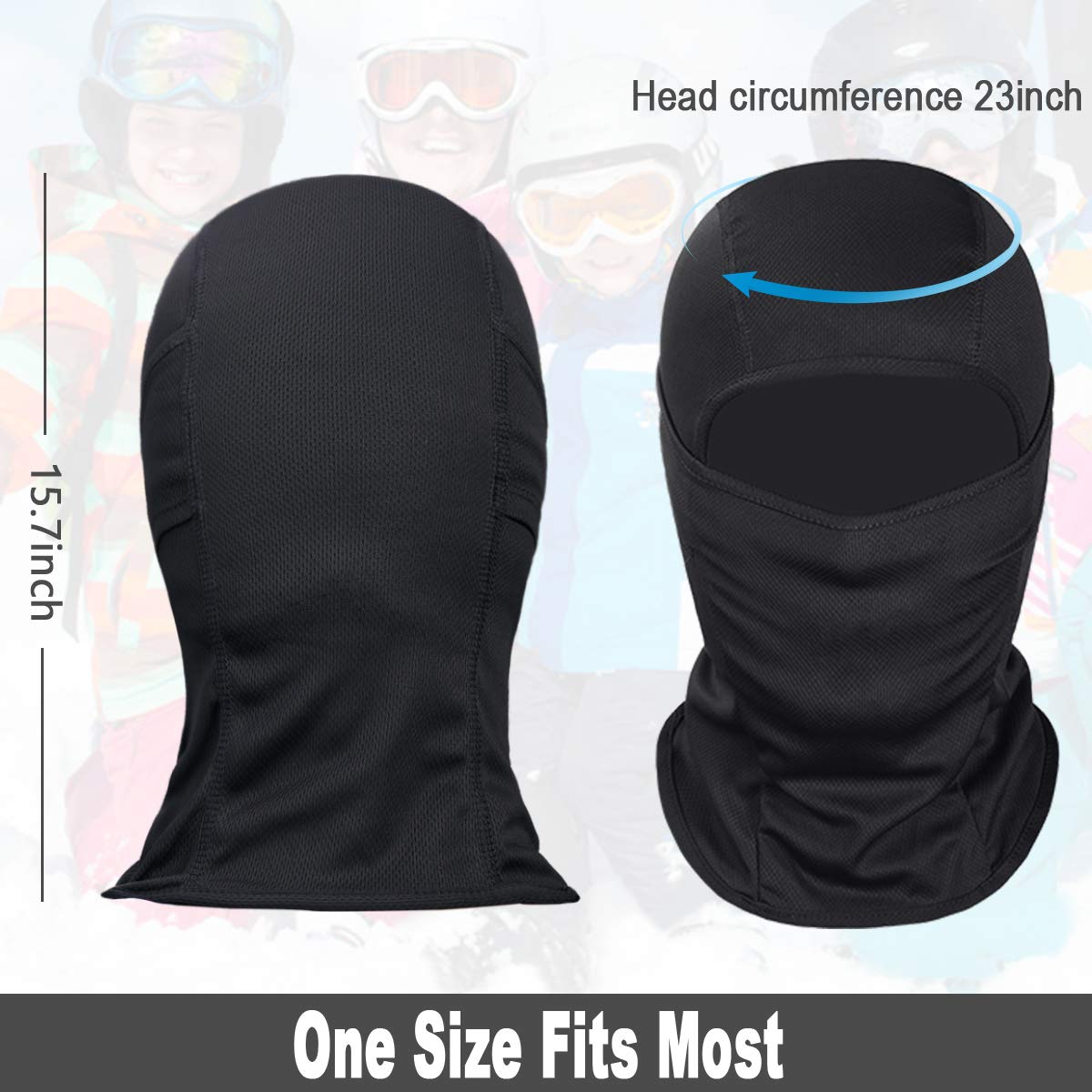 Achiou Ski Mask for Men Women, Summer Balaclava Face Mask, Shiesty Mask UV Protector Lightweight for Motorcycle Snowboard Black