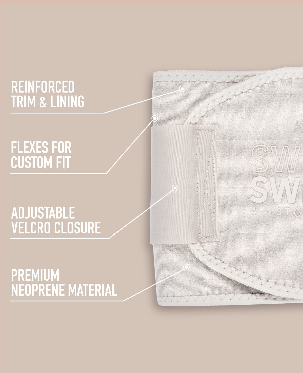 Sports Research Sweet Sweat Toned Waist Trimmer for Women and Men | Premium Waist Trainer Belt to 'Tone' Your Stomach Area (Quartz, Small)