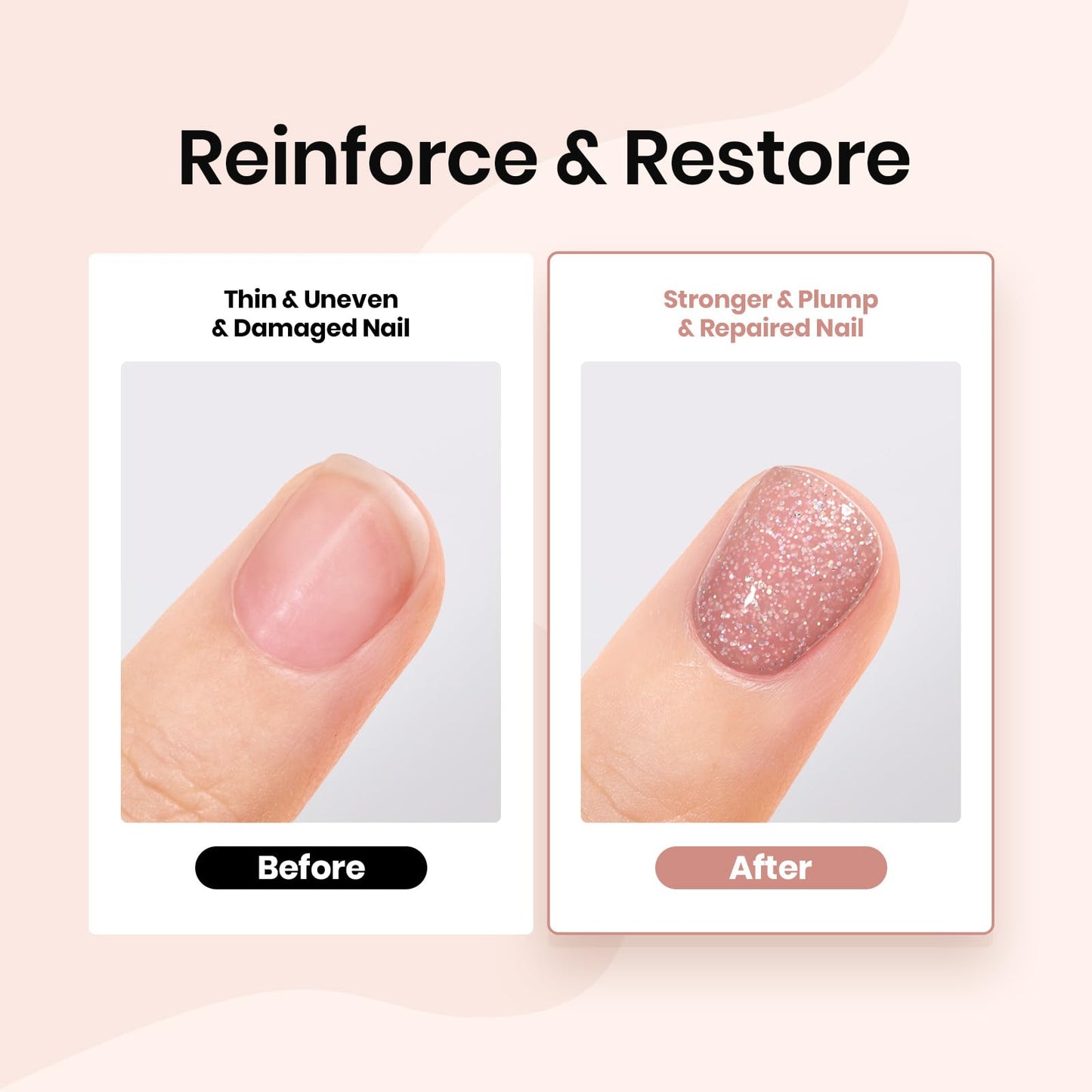 Beetles Rubber Base Color Gel Nail Polish, 6 Colors 5 IN 1 Nude Rubber Base Gel Neutral Sheer Pink Peach Glitter Gel Nail Polish for Thin Nails Soak Off Nail Art Design Gifs for Women