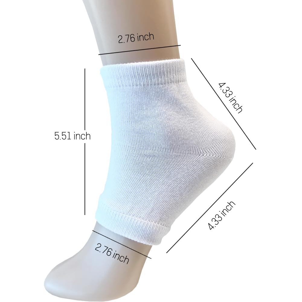 Moisturizing Gel Heel Socks to Repair Dry Cracked Heel - Soften, Soothe, and Revitalize Your Feet, for Men and Women (White, 1 Pair)