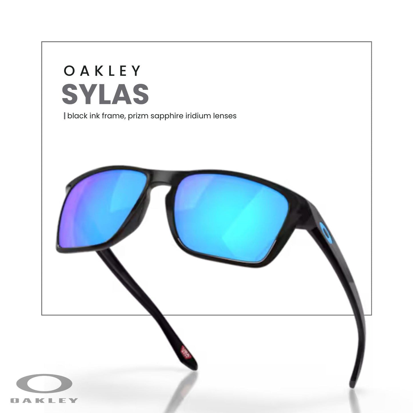 Oakley Sylas OO9448 944824 57MM Black Ink/Sapphire Iridium Rectangular Sunglasses for Men + BUNDLE Accessory Leash + BUNDLE with Designer iWear Eyewear Kit