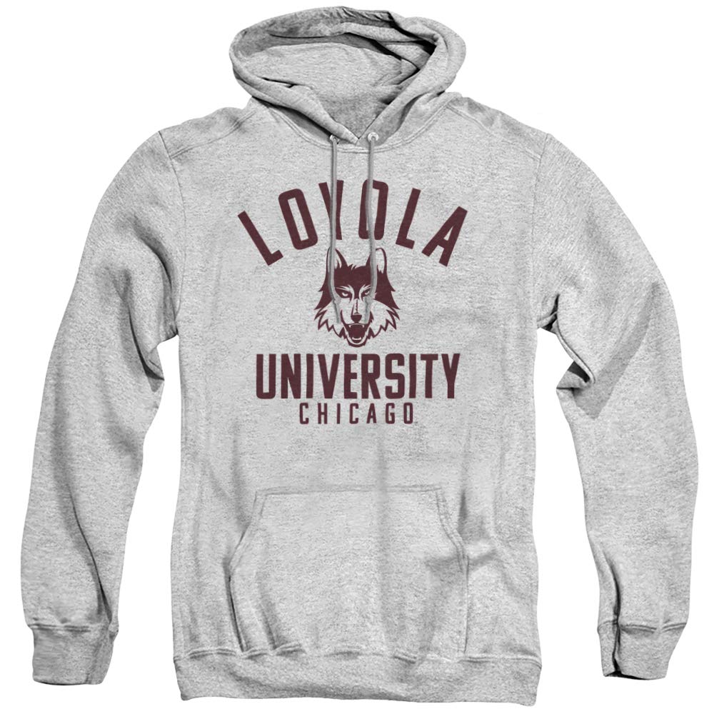Loyola University Chicago Official One Color Luc Ramblers Logo Unisex Adult Pull-Over Hoodie,Athletic Heather, Medium