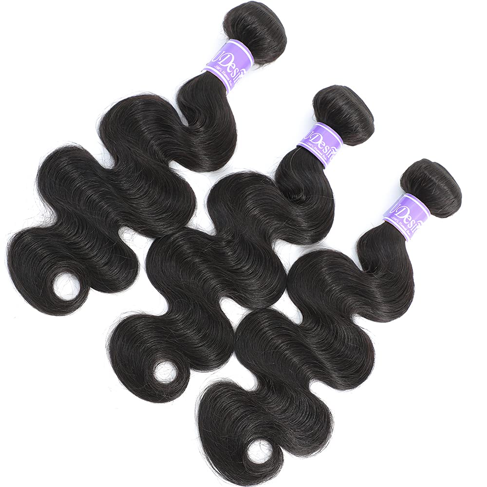 UDesire 12A Grade Brazilian Body Wave Human Hair Bundles Weave Hair Human Bundles Brazilian Virgin Hair For African Americans Women 3 Bundles Total 300g/10.5oz 16 18 20inch