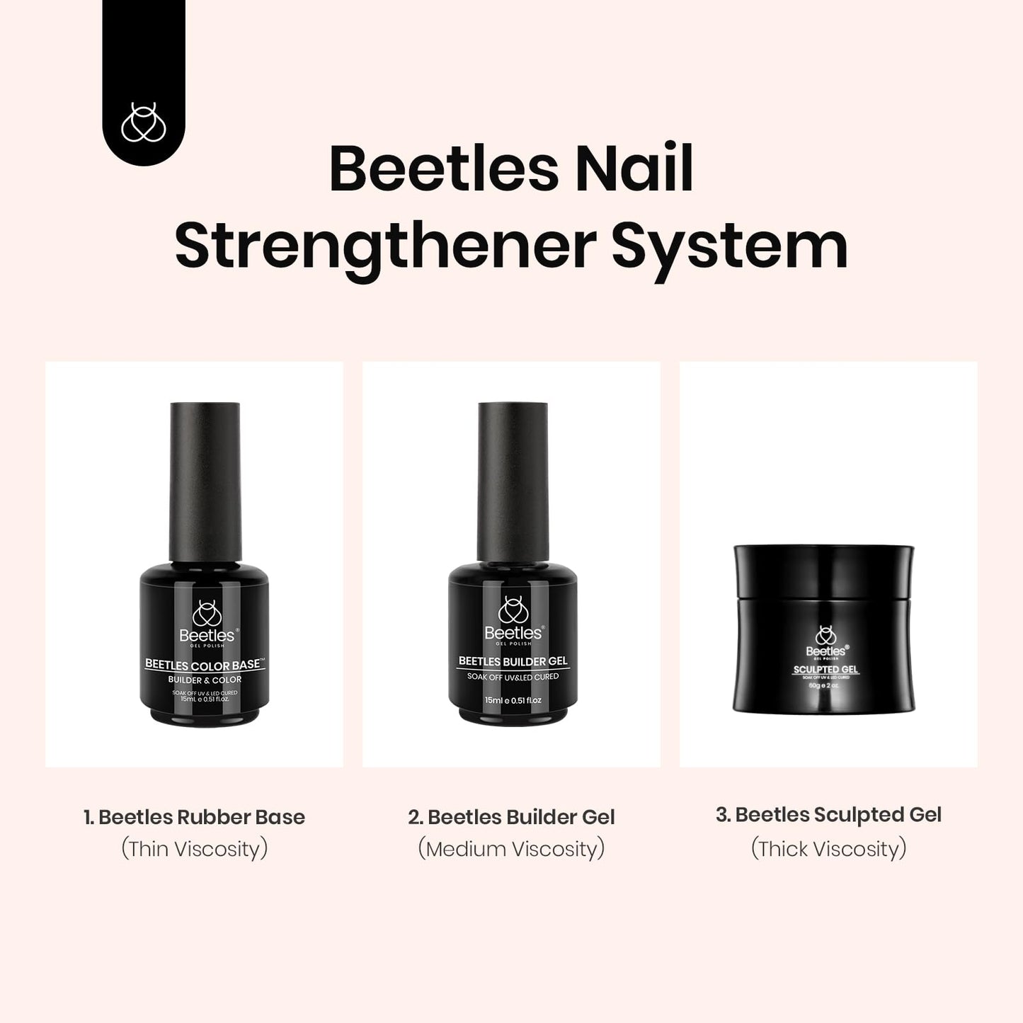 Beetles Rubber Base Color Gel Nail Polish, 6 Colors 5 IN 1 Nude Rubber Base Gel Neutral Sheer Pink Peach Glitter Gel Nail Polish for Thin Nails Soak Off Nail Art Design Gifs for Women