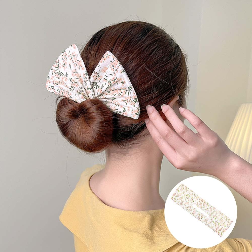 6 PACK Flexible Hair Bun Makers for French Twist & Twister Hairstyles - Lazy Curler Clips Hair Styling Accessories for Women (Flower-Printed)