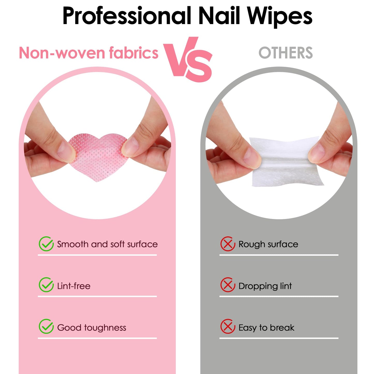 400PCS Lint Free Nail Wipes,1 Pull-Down Pump Dispenser Bottle, Super Absorbent Soft Non-Woven Eyelash Glue Wipes,Lash Extensions Glue Cleaning Wipes Nail Salon Supplies (Pink)