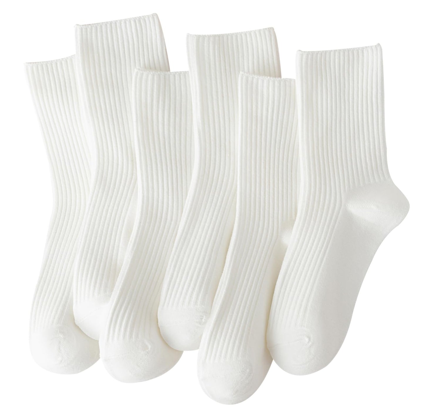 ACCFOD 9-11 White Crew Socks or Modern Socks for Women, Soft Thin Cotton Socks for Women Girls