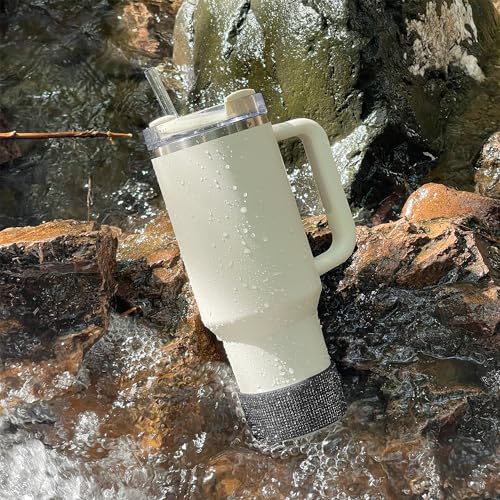 WORBSS Diamond Glitter Silicone Boot for Stanley H2.0 Tumbler 20-30oz Accessories for 2.8-2.9 inch Trapezoidal Cylinder Base Water Bottles Bottom Anti-Slip Protector Sleeve Cover Bumper Decoration