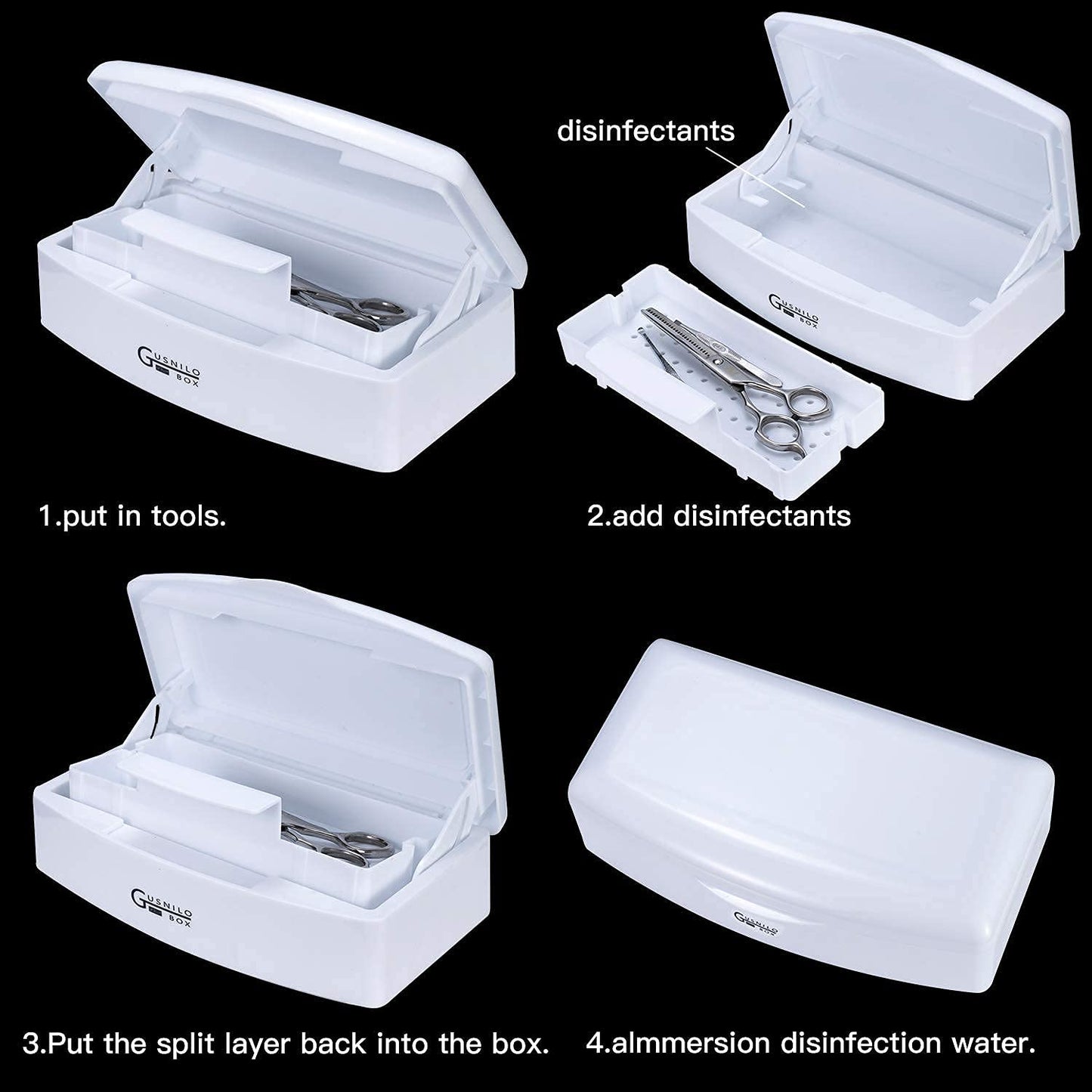 Gusnilo Nail Art Tools, Plastic Storage Box for Nail Tools,Manicure Tool, Tweezers, Hair Salon, Spa and Trimmer Manicure Equipment (1 piece, White)