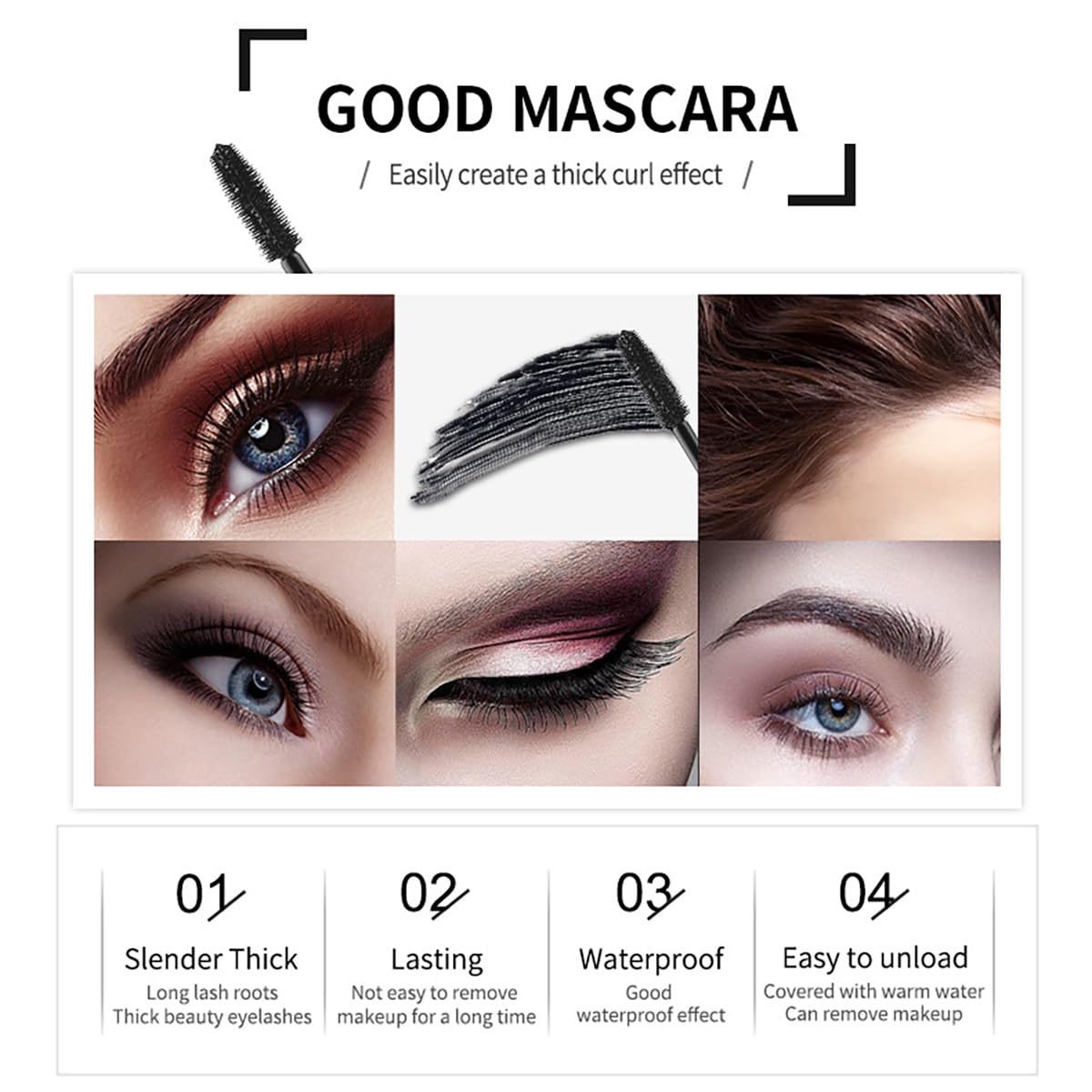 4D Silk Fiber Lash Mascara Smudge-Proof Extension Voluminous Fiber Mascara Natural & Waterproof Mascara Long-Lasting No Flaking/No Clumping, All Day Exquisitely Full (4 Packs)