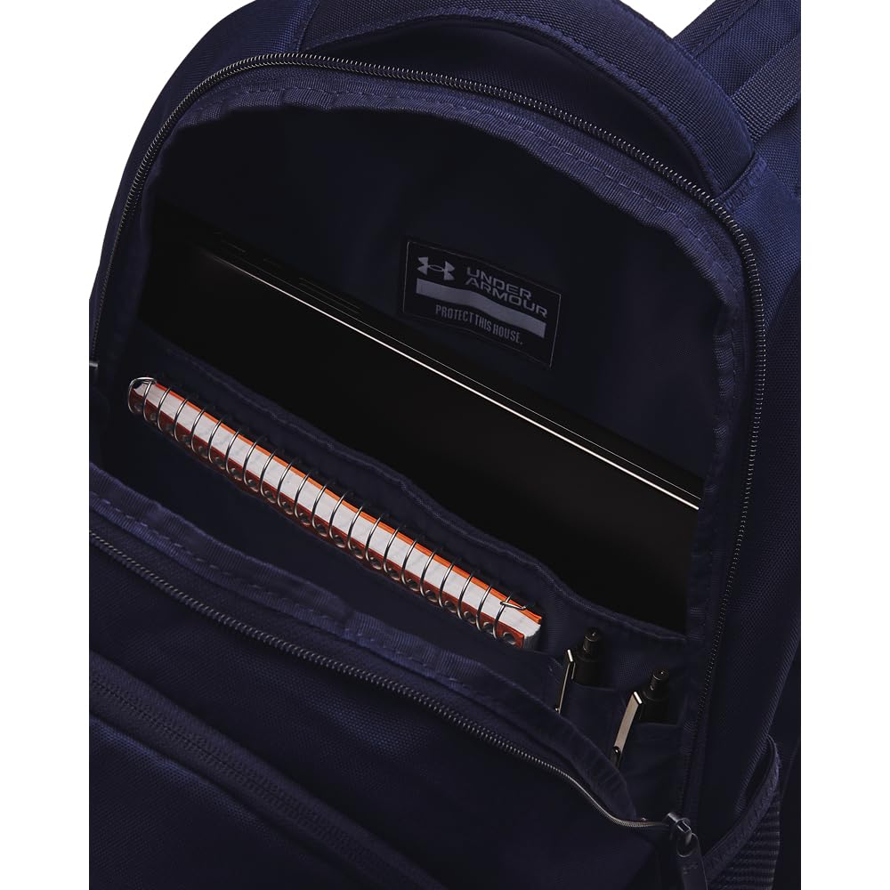 Under Armour Unisex-Adult Hustle 6.0 Backpack, (412) Midnight Navy/Midnight Navy/White, One Size Fits Most