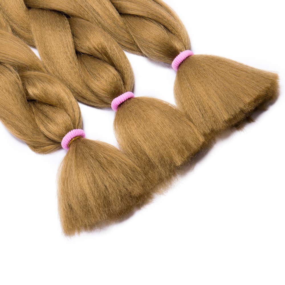 24 Inch Jumbo Braids Hair Extensions High Temperature Synthetic Hair African Rainbow Box Braiding Hair for Senegal Twist 100g/pack Dark Blonde