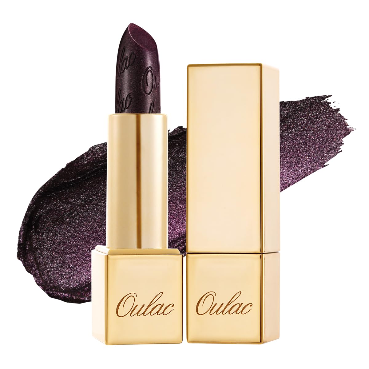 Oulac Metallic Black Lipstick for Women, High-Impact Lipcolor with Moisturizing Creamy Formula, Vegan & Cruelty-Free, Full-Coverage Matte Lipstick, Midnight Mirage (21)