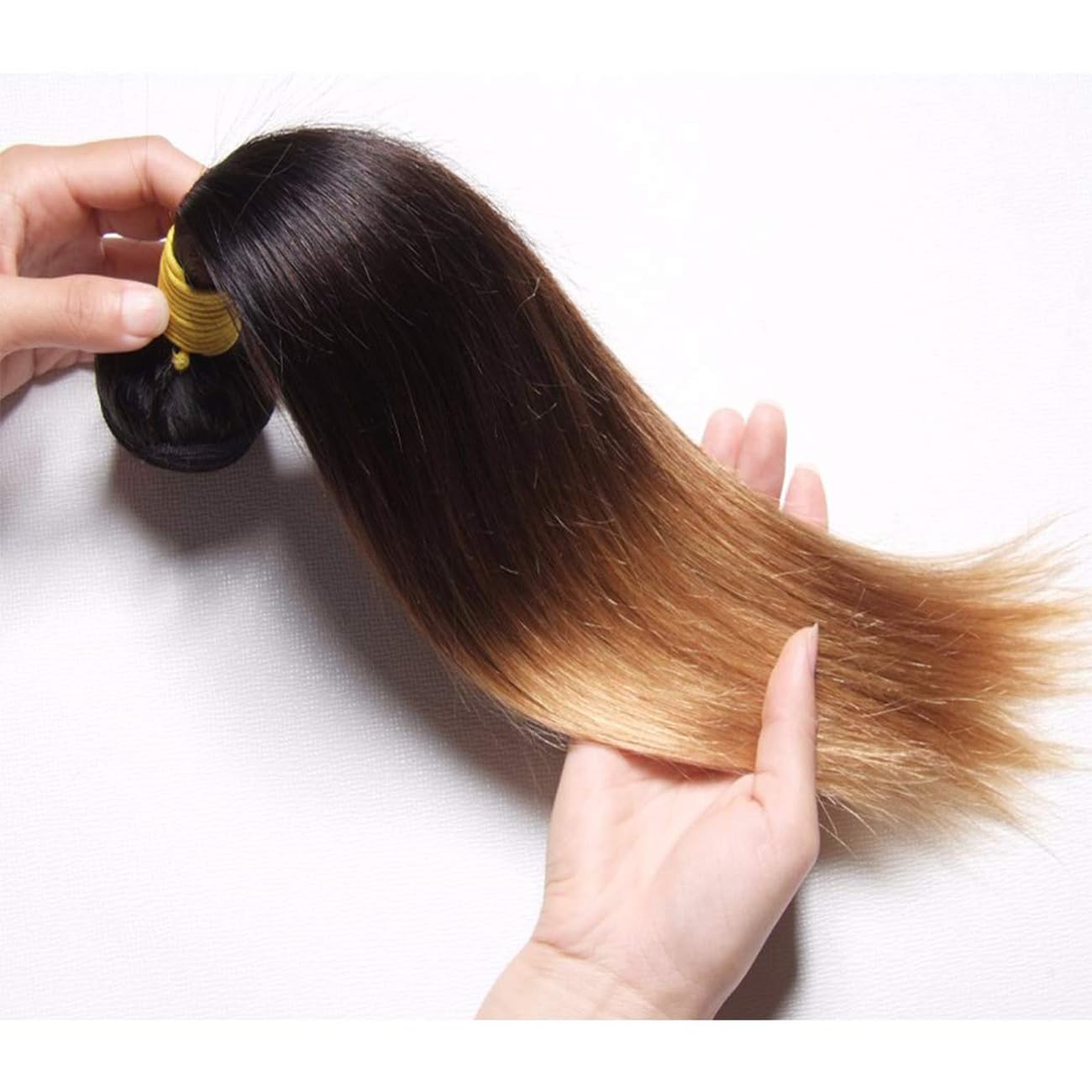 1B/4/27 Hair 3 Bundles Straight Bundles Ombre Brazilian Remy Human Hair Bundle Honey Blonde and Brown And Blonde Bundle Three Tone Hair Weave Real Unprocessed Virgin Hair 3 Bundles 24 26 28 Inch