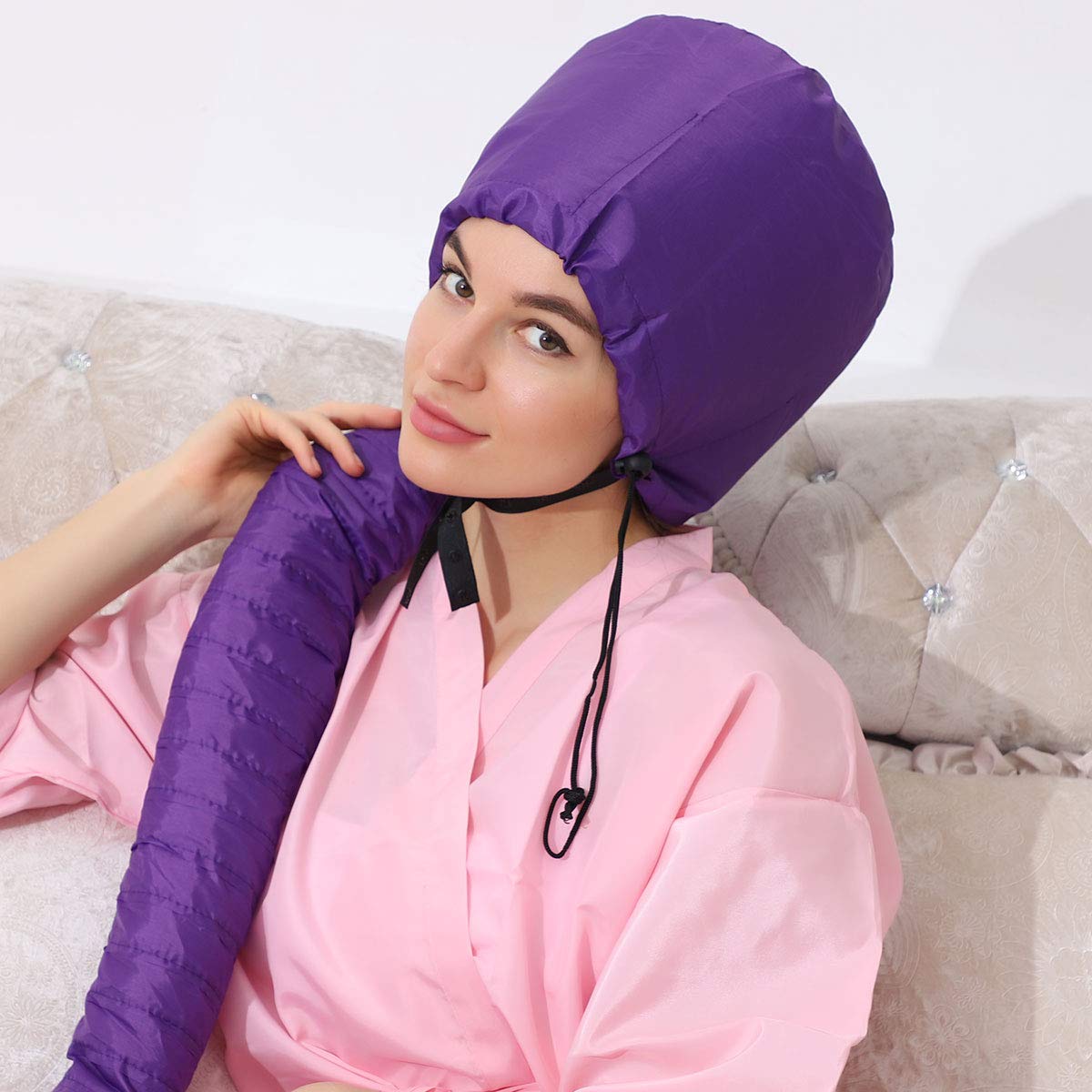 3 in 1 Pack 24 pcs Flexi Soft Hair Curler Rollers Curling Rods with Hair Dryer Bonnet Attachment and 4 Styling Clips (Hair Rollers + Purple Drying Hood)