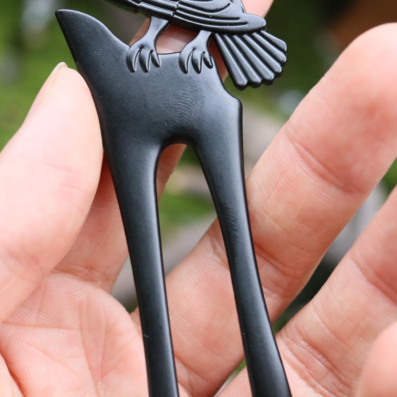 2PK U Shaped Viking Raven Metal Hair Prong Forks French Hair Styling Pins Black Wicca Witch Sticks Renaissance Festival Acceossories for Women Perfect for Thick Hair