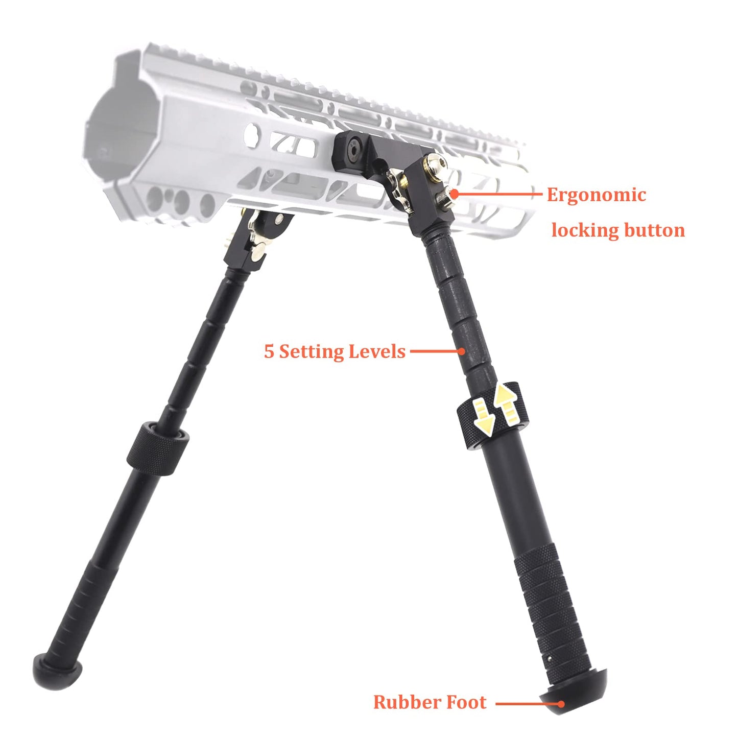 Adjustable Tactical Folding Bipod for M-Rail System 6.5 to 9 inches
