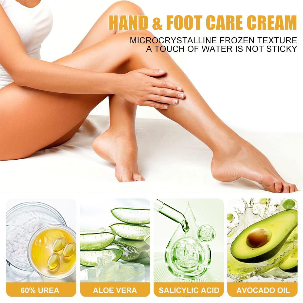 60% Urea Cream plus 2% Salicylic Acid Foot Cream for Removing Calloused Skin, Cracked Hands Feet Moisturizes & Hydrates, Maximum Strength Skin Barrier Repair Hand Cream 1.41 oz