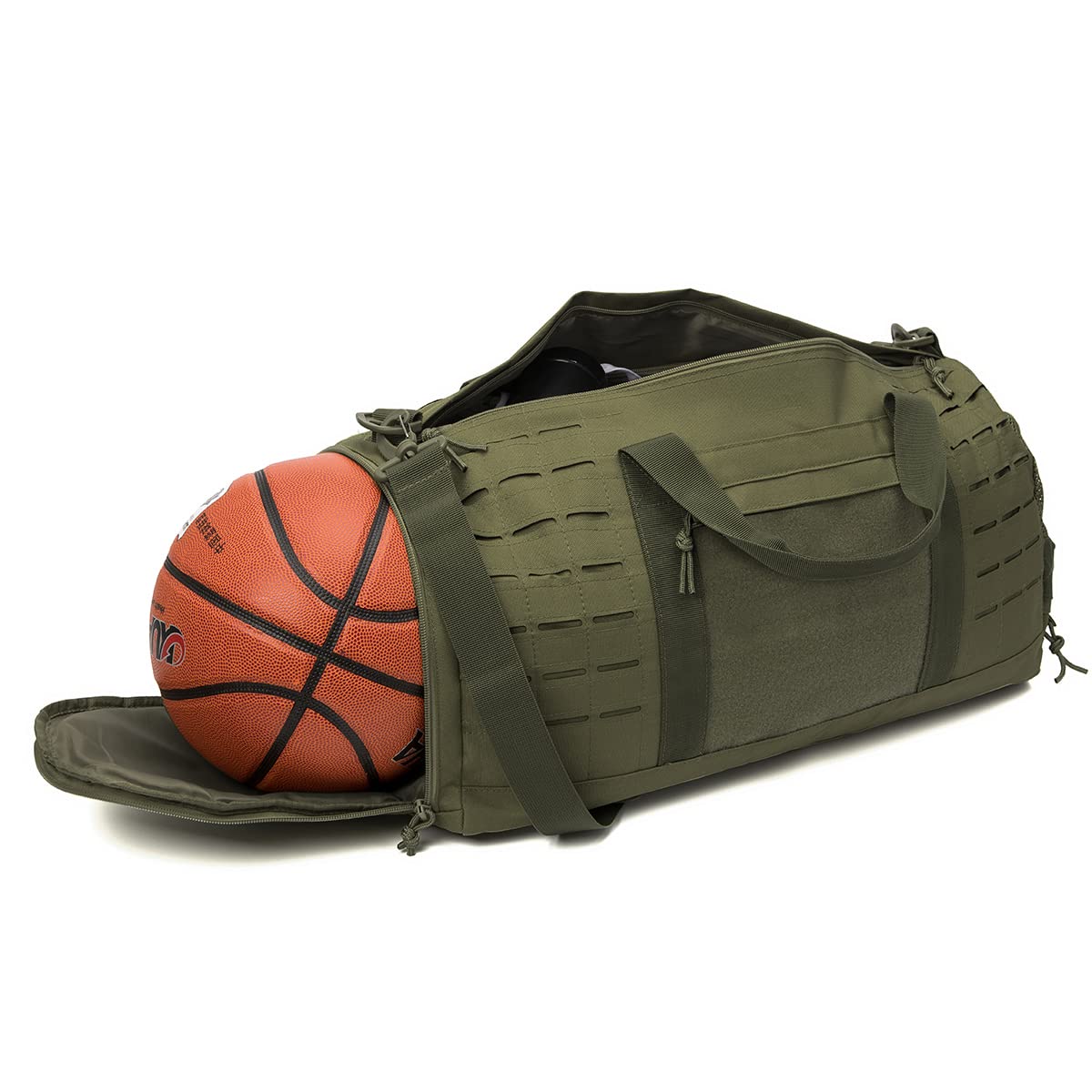 QT&QY 40L Military Tactical Duffle Bag For Men Sport Gym Bag Fitness Tote Travel Duffle Bag Training Workout Bag With Shoe Compartment Basketball Football Weekender Bag